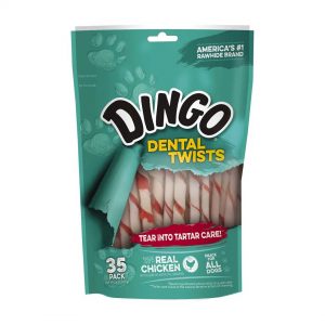 dingo dental twists total care chicken dog treats, 35 count